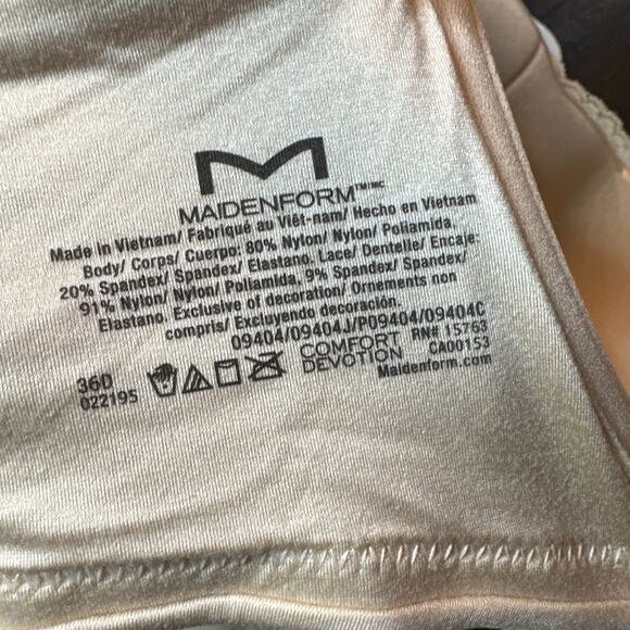 Maidenform Devotion Extra Coverage T-Shirt Bra 9404 Beige Lace Trim 36D NWT - Picture 5 of 5